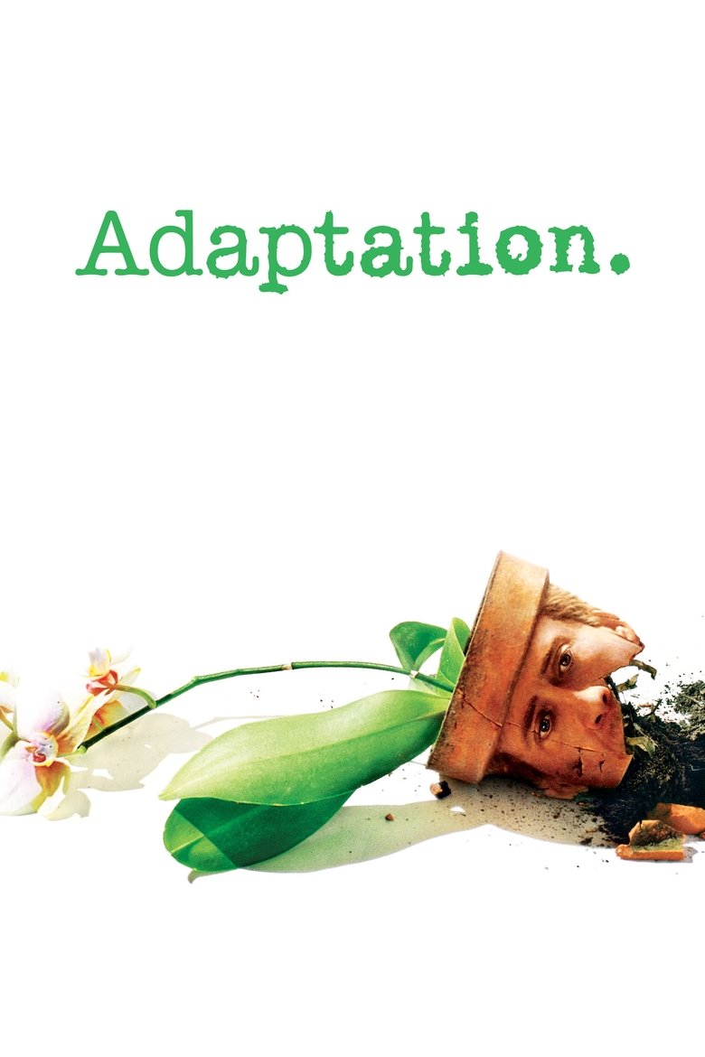 Theatrical poster for Adaptation. (2002): an orchid whose flowerpot is a cracked human head