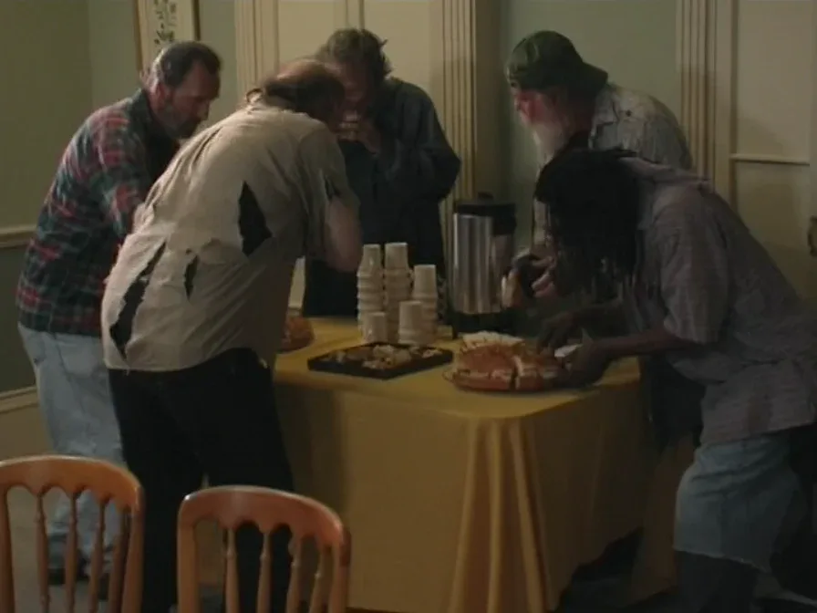 Still from It's Always Sunny S01E06: The bums