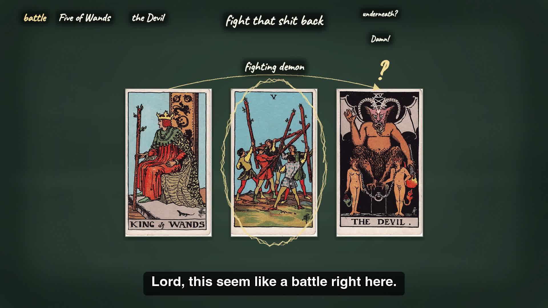 three cards with chalk arrow