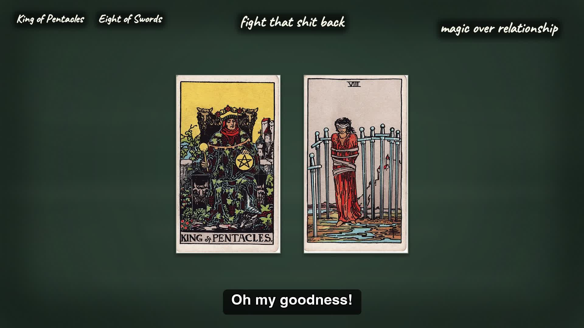 two cards, exclamation beat