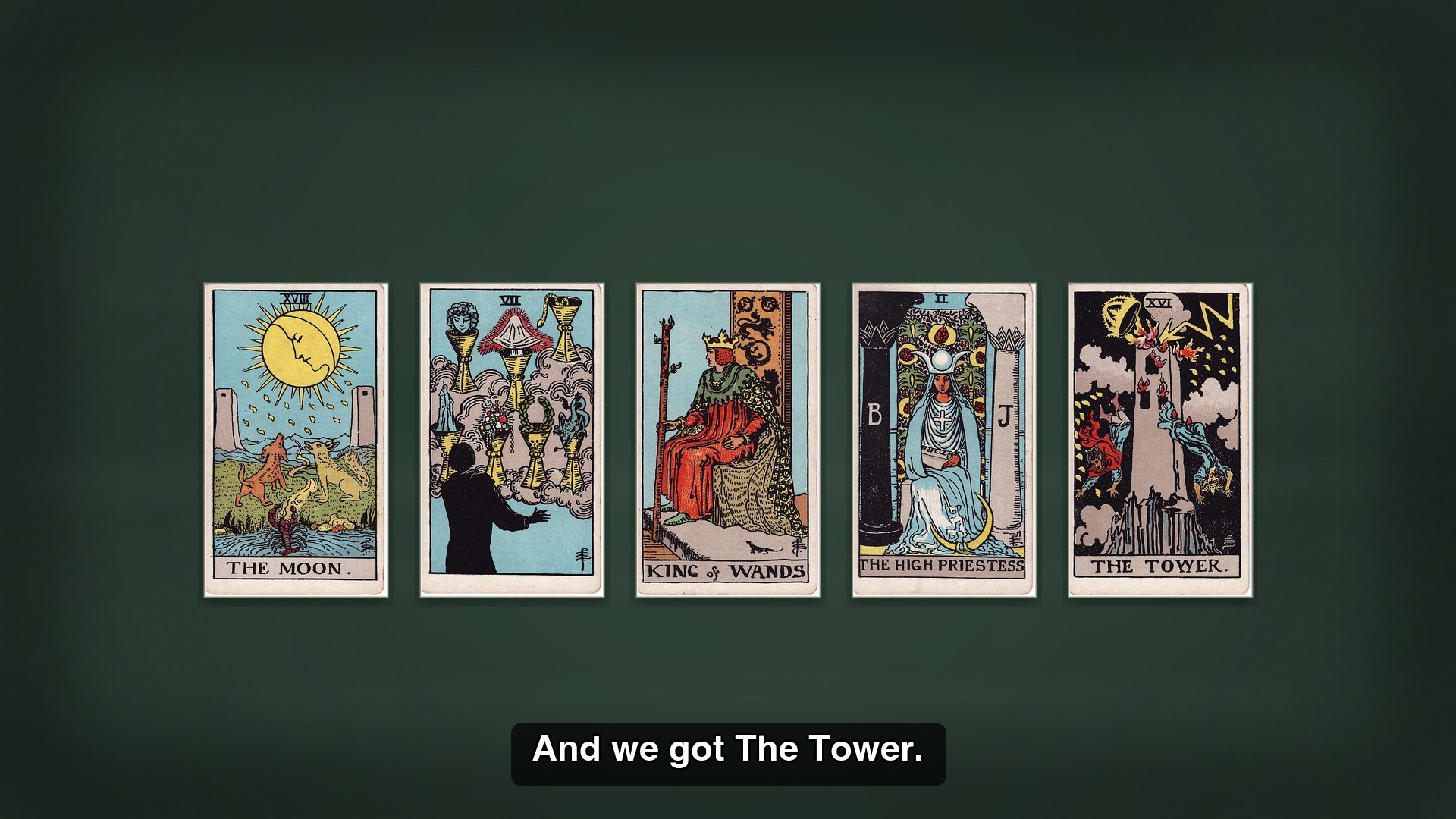 five-card spread with The Tower