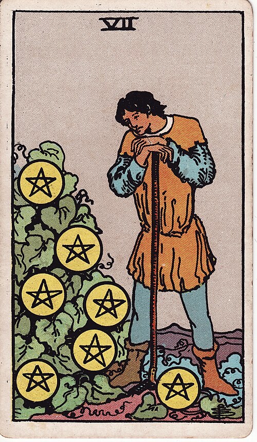 Seven of Pentacles, currently Rider-Waite