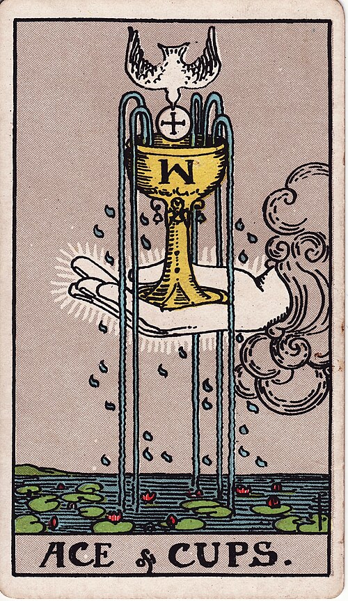Ace of Cups tarot card, Rider-Waite-Smith