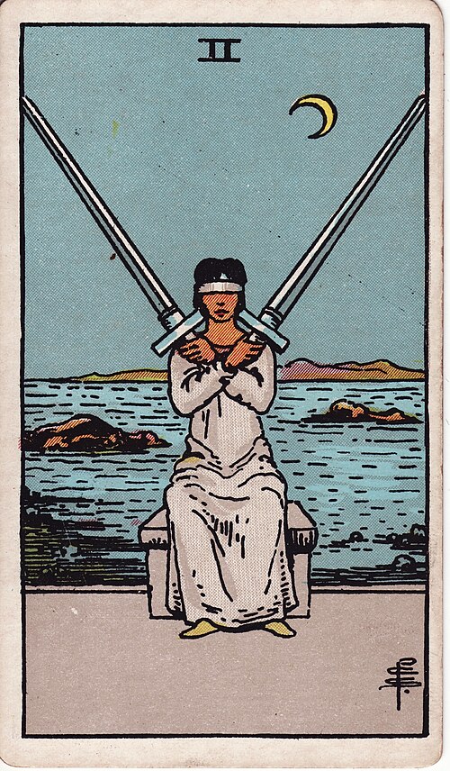 Two of Swords tarot card, Rider-Waite-Smith